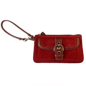 Coach wristlet in red with pocket from early 2000s
